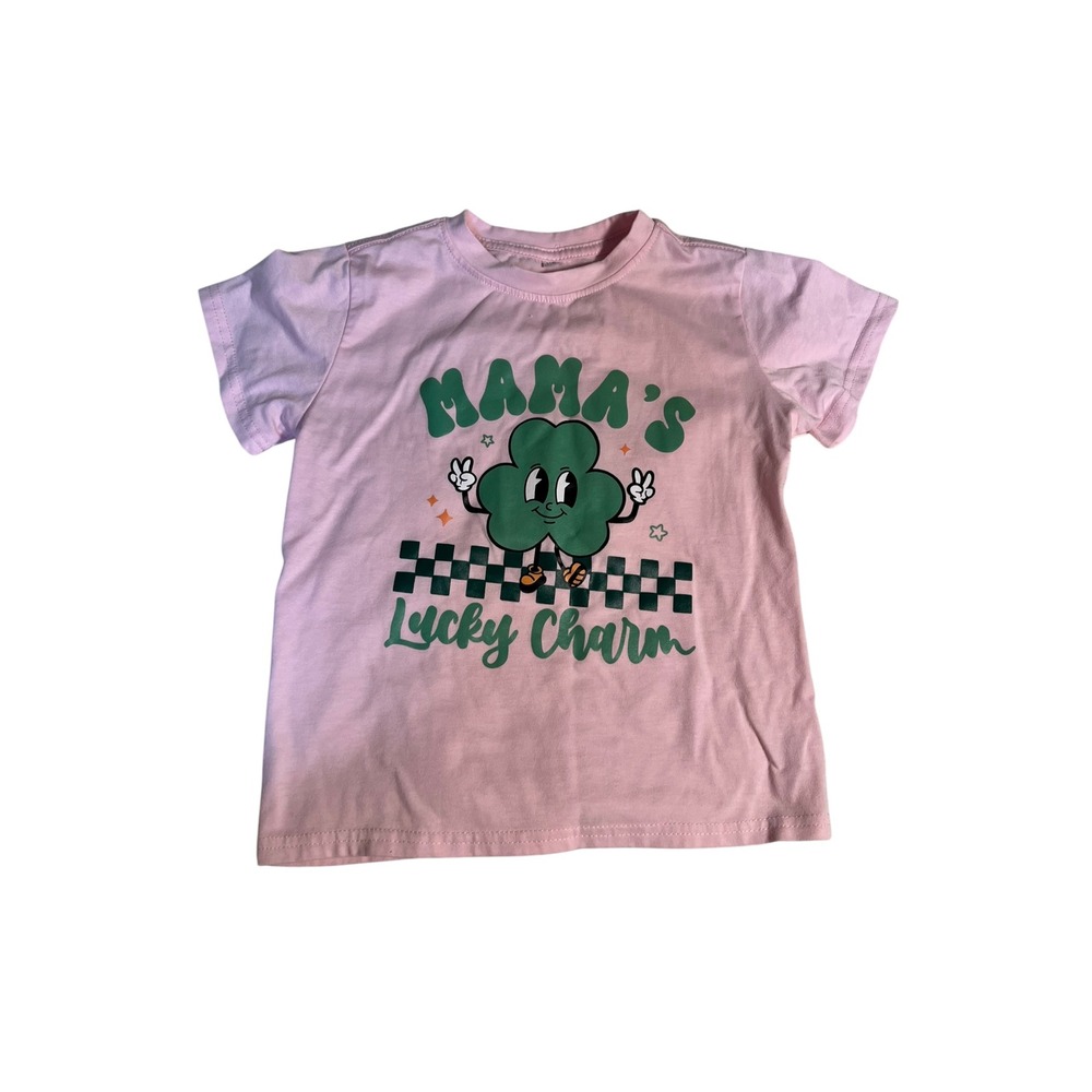 Kids Size 110 (US 4-5) T-Shirt Light Pink Mama's Lucky Charm St. Patrick's Day